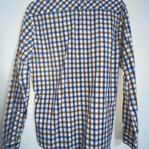 7 Diamonds Mens Shirt Blue Brown White Check Plaid 100% Cotton Size XL - Picture 3 of 14